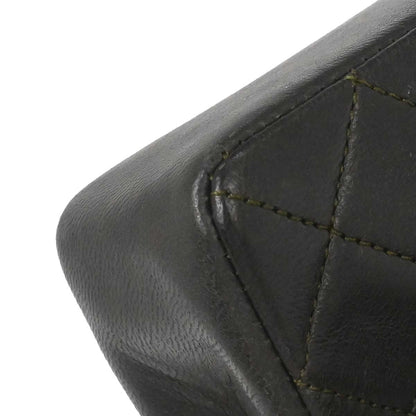 Chanel 1989-1991 Khaki Lambskin Straight Flap Shoulder Bag