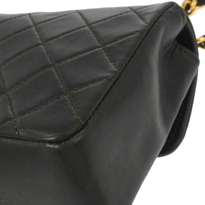 Chanel 1989-1991 Khaki Lambskin Straight Flap Shoulder Bag