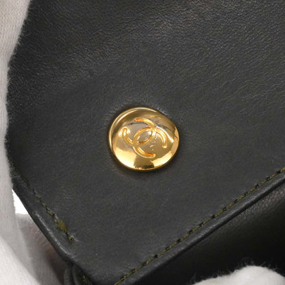 Chanel 1989-1991 Khaki Lambskin Straight Flap Shoulder Bag