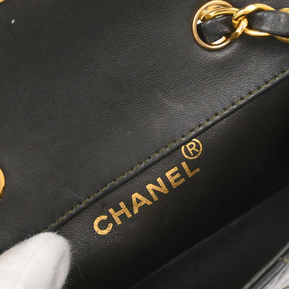 Chanel 1989-1991 Khaki Lambskin Straight Flap Shoulder Bag