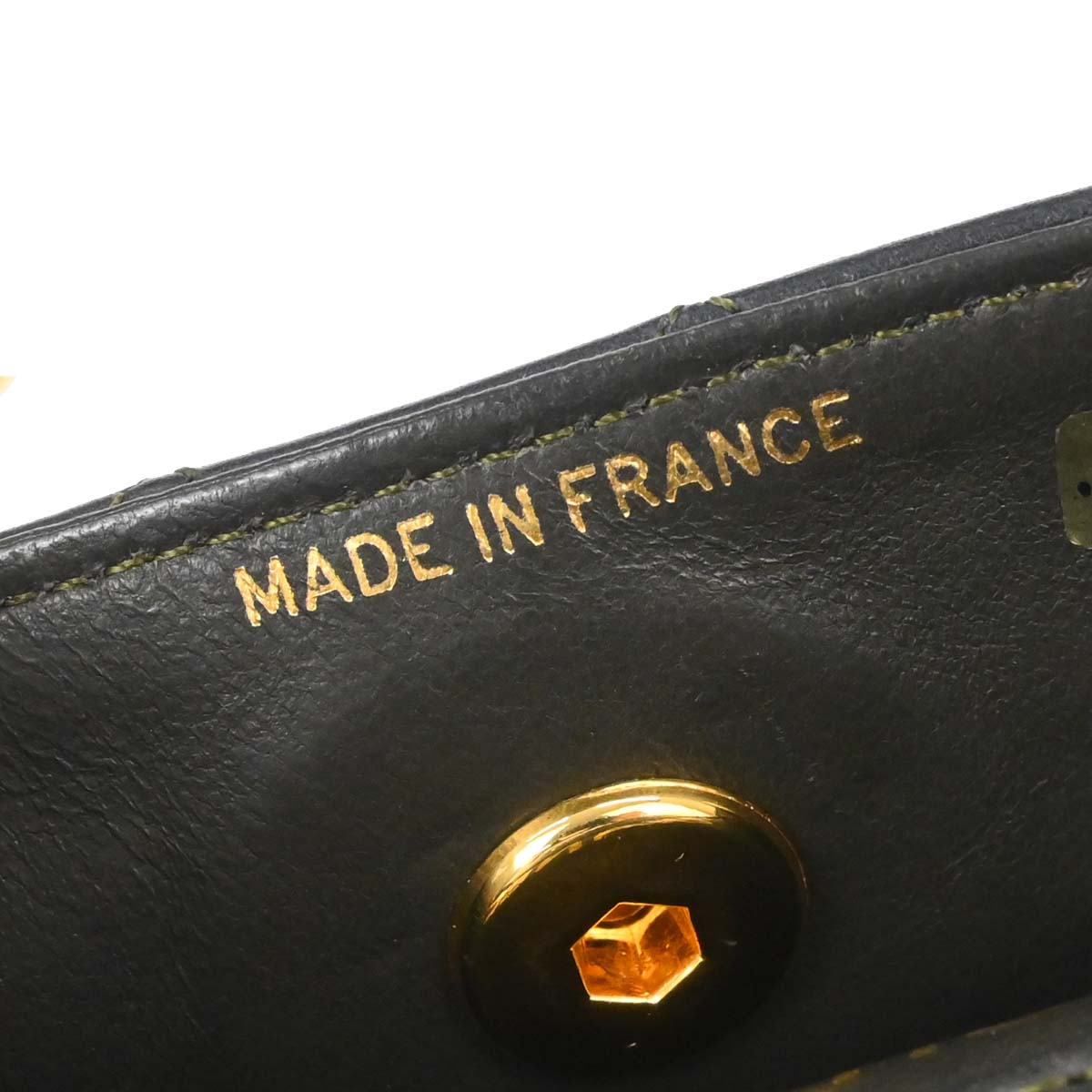 Chanel 1989-1991 Khaki Lambskin Straight Flap Shoulder Bag