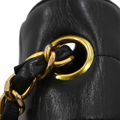 Chanel Black Lambskin Mademoiselle Straight Flap Shoulder Bag