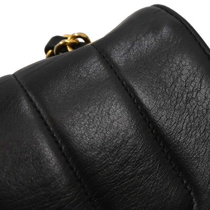 Chanel Black Lambskin Mademoiselle Straight Flap Shoulder Bag