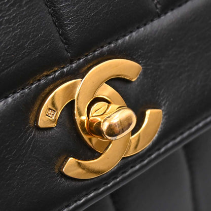 Chanel Black Lambskin Mademoiselle Straight Flap Shoulder Bag