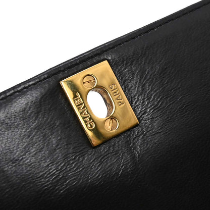 Chanel Black Lambskin Mademoiselle Straight Flap Shoulder Bag
