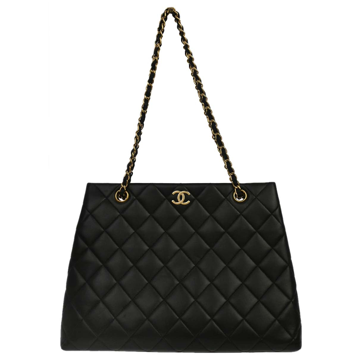 Chanel Black Lambskin Tote Shoulder Bag