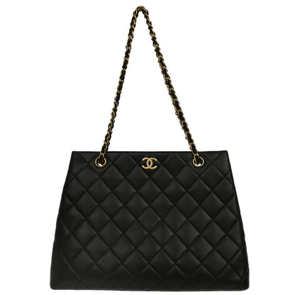Chanel Black Lambskin Tote Shoulder Bag