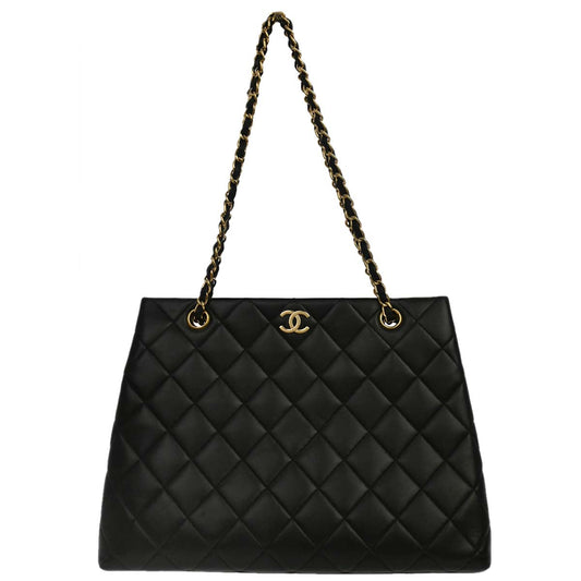 Chanel Black Lambskin Tote Shoulder Bag