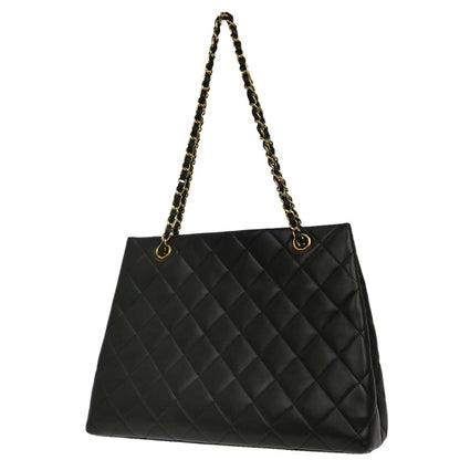 Chanel Black Lambskin Tote Shoulder Bag