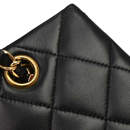 Chanel Black Lambskin Tote Shoulder Bag