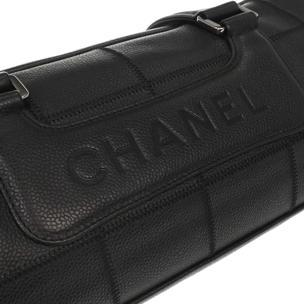 Chanel 2005-2006 Black Caviar Skin Choco Bar Handbag
