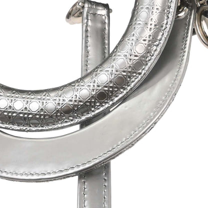 Christian Dior Silver Leather Medium Lady Dior Cannage 2way Shoulder Handbag