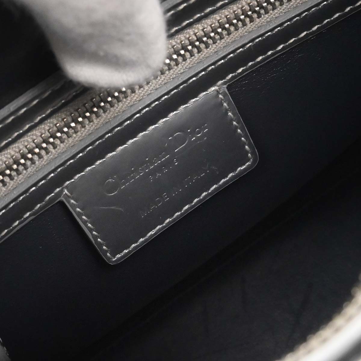 Christian Dior Silver Leather Medium Lady Dior Cannage 2way Shoulder Handbag