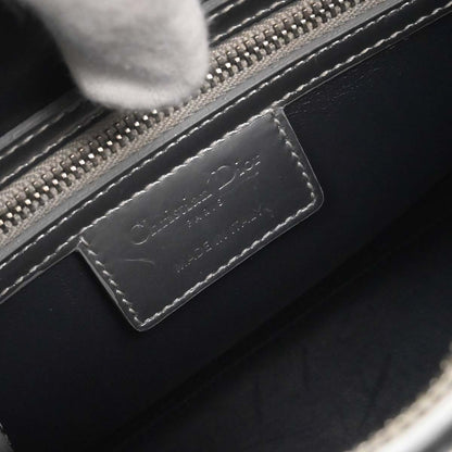 Christian Dior Silver Leather Medium Lady Dior Cannage 2way Shoulder Handbag