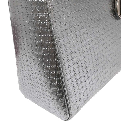Christian Dior Silver Leather Medium Lady Dior Cannage 2way Shoulder Handbag