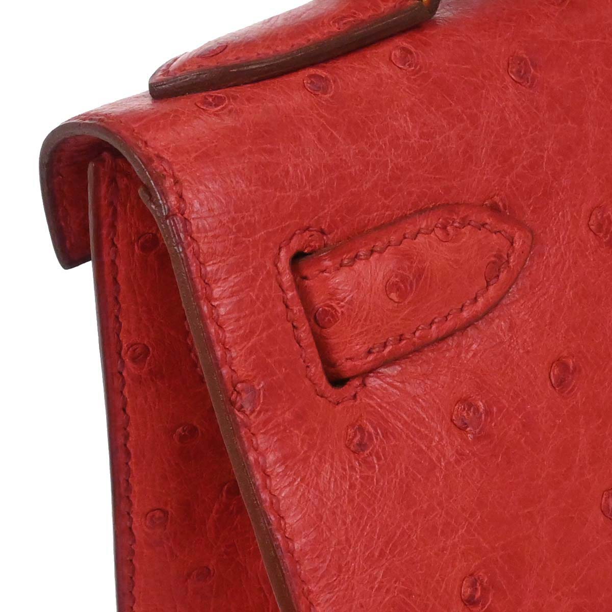 Hermes * Rouge Vif Ostrich Kelly 28 Sellier 2way Shoulder Handbag