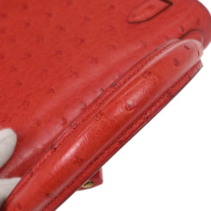 Hermes * Rouge Vif Ostrich Kelly 28 Sellier 2way Shoulder Handbag