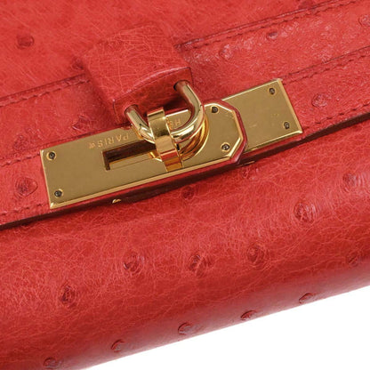 Hermes * Rouge Vif Ostrich Kelly 28 Sellier 2way Shoulder Handbag