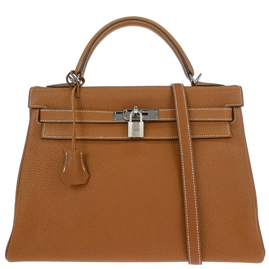 Hermes Gold Togo Kelly 32 Retourne 2way Shoulder Handbag