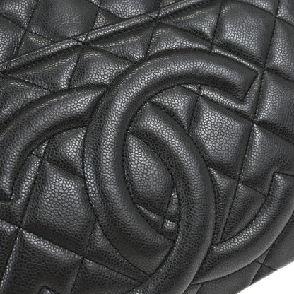 Chanel Black Caviar Skin Tote Chain Handbag