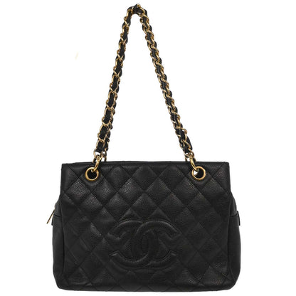 Chanel Black Caviar Skin Petite Timeless Tote PTT Chain Handbag
