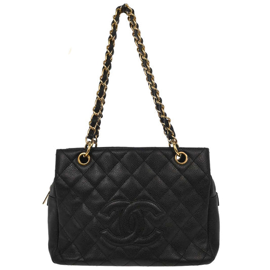 Chanel Black Caviar Skin Petite Timeless Tote PTT Chain Handbag