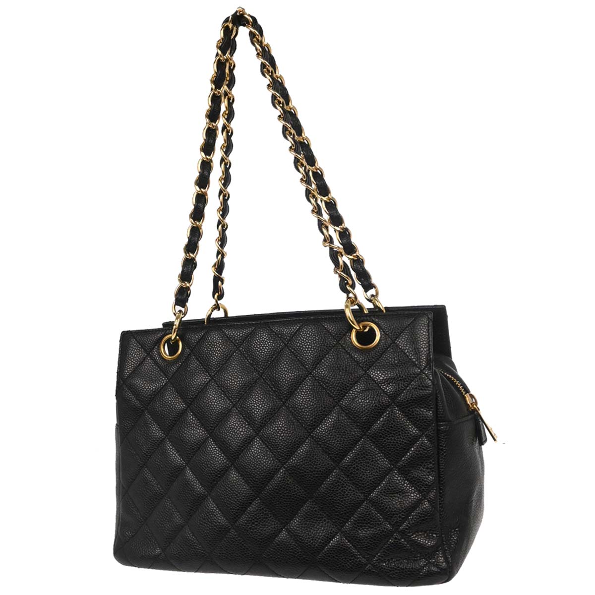 Chanel Black Caviar Skin Petite Timeless Tote PTT Chain Handbag
