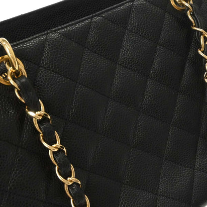 Chanel Black Caviar Skin Petite Timeless Tote PTT Chain Handbag