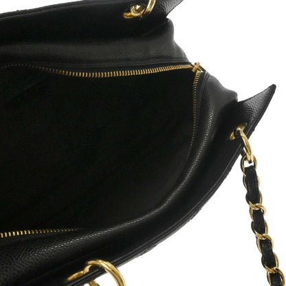 Chanel Black Caviar Skin Petite Timeless Tote PTT Chain Handbag