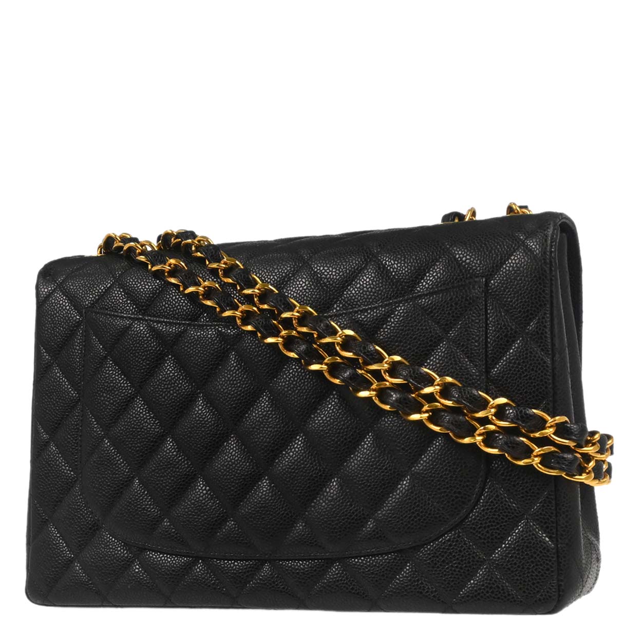 Chanel Black Caviar Skin Jumbo Classic Flap Shoulder Bag