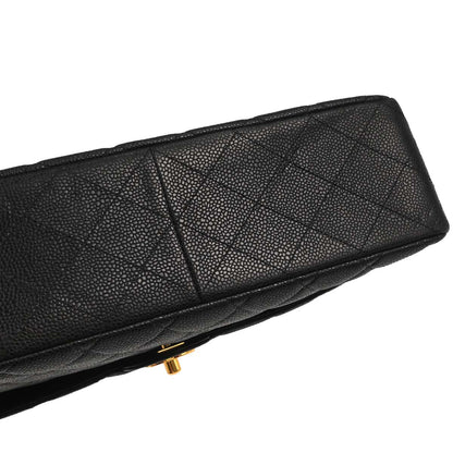 Chanel Black Caviar Skin Jumbo Classic Flap Shoulder Bag