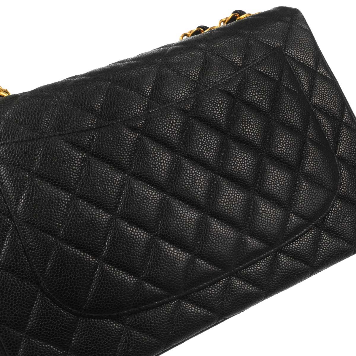 Chanel Black Caviar Skin Jumbo Classic Flap Shoulder Bag