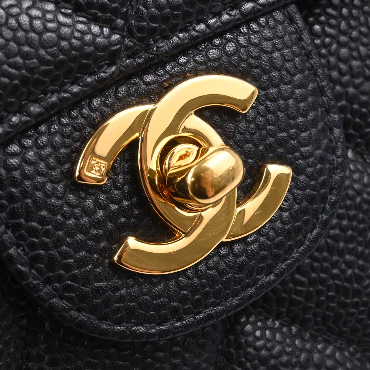 Chanel Black Caviar Skin Jumbo Classic Flap Shoulder Bag