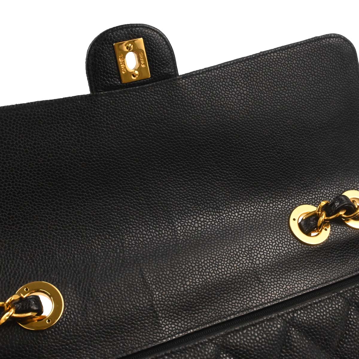 Chanel Black Caviar Skin Jumbo Classic Flap Shoulder Bag