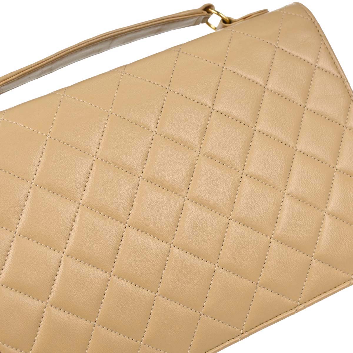 Chanel 1989-1991 Beige Lambskin 2way Shoulder Handbag