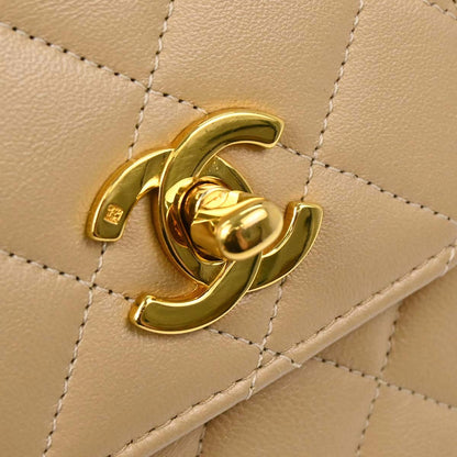 Chanel 1989-1991 Beige Lambskin 2way Shoulder Handbag