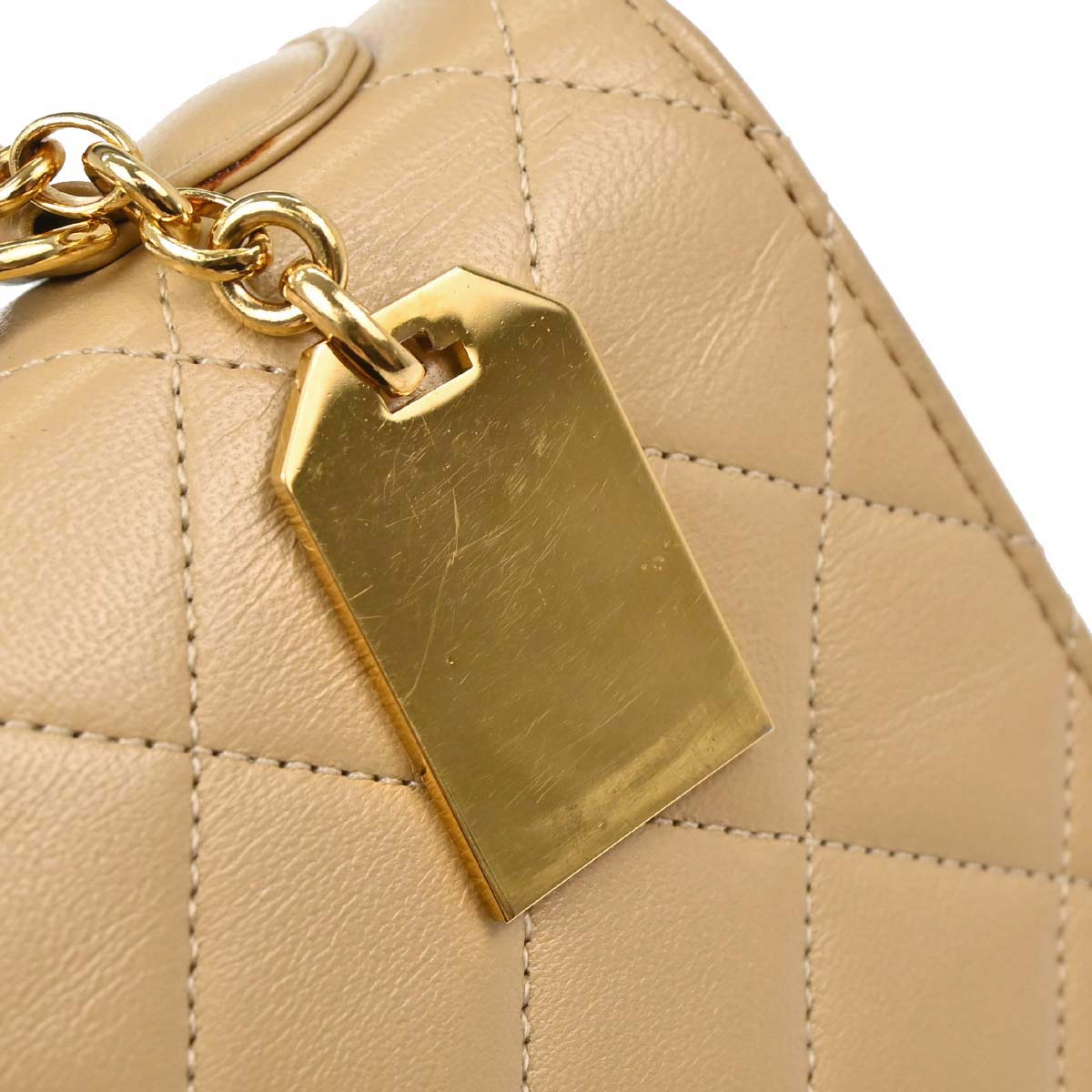 Chanel 1989-1991 Beige Lambskin 2way Shoulder Handbag