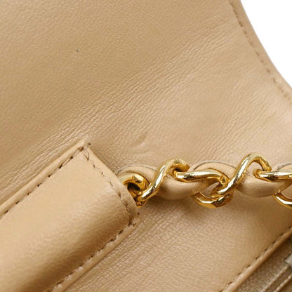 Chanel 1989-1991 Beige Lambskin 2way Shoulder Handbag