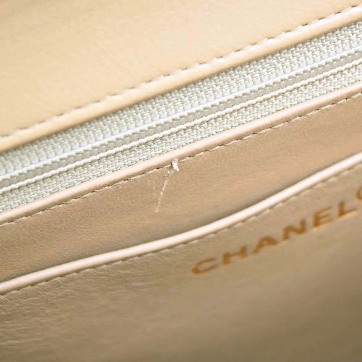 Chanel 1989-1991 Beige Lambskin 2way Shoulder Handbag