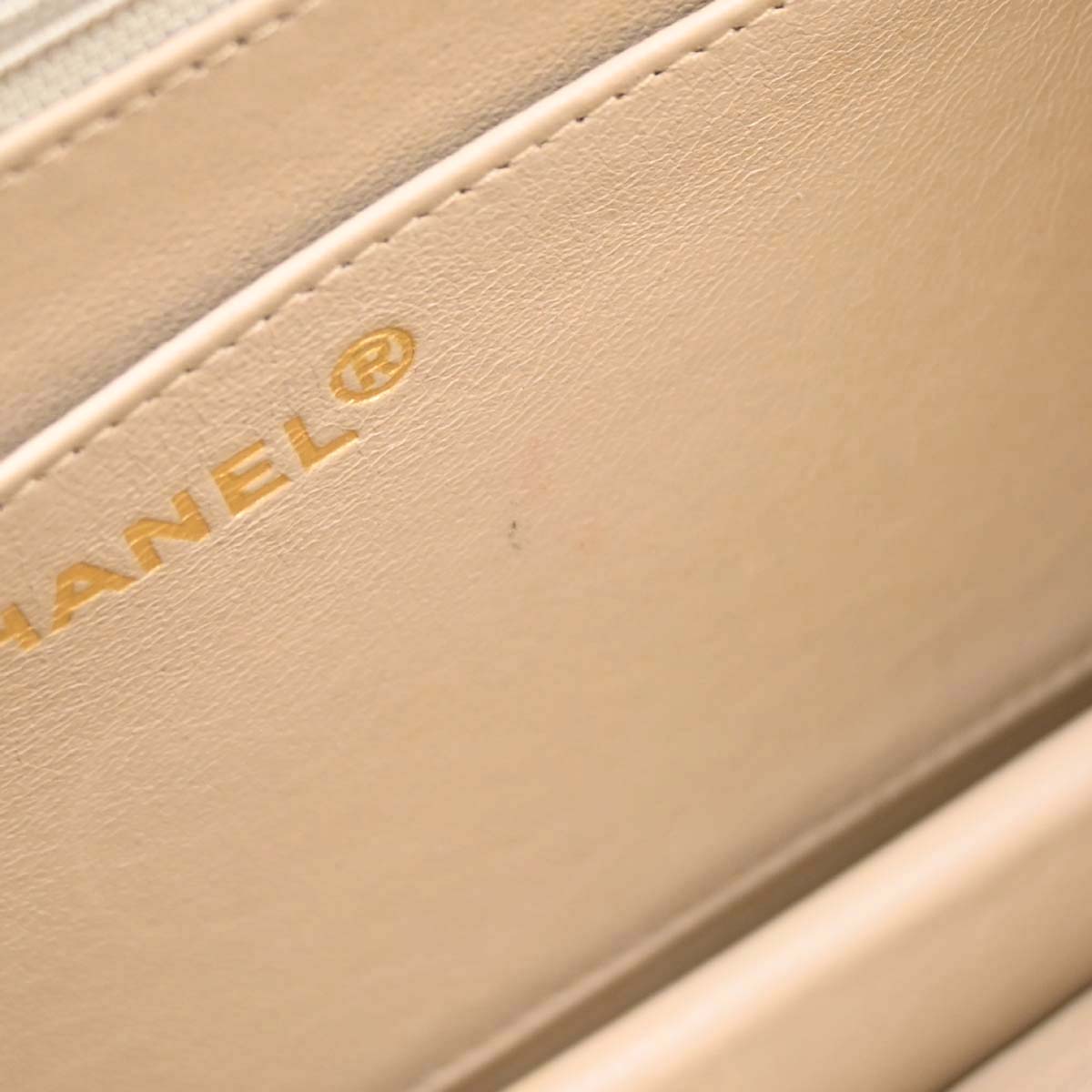 Chanel 1989-1991 Beige Lambskin 2way Shoulder Handbag