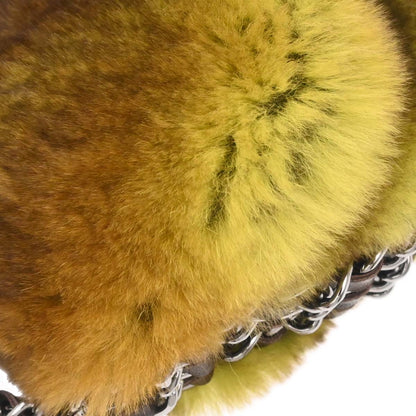 Chanel 2005-2006 Brown Green Lapin Fur Chain Handbag