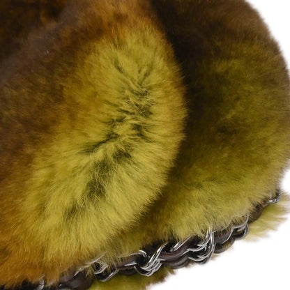 Chanel 2005-2006 Brown Green Lapin Fur Chain Handbag