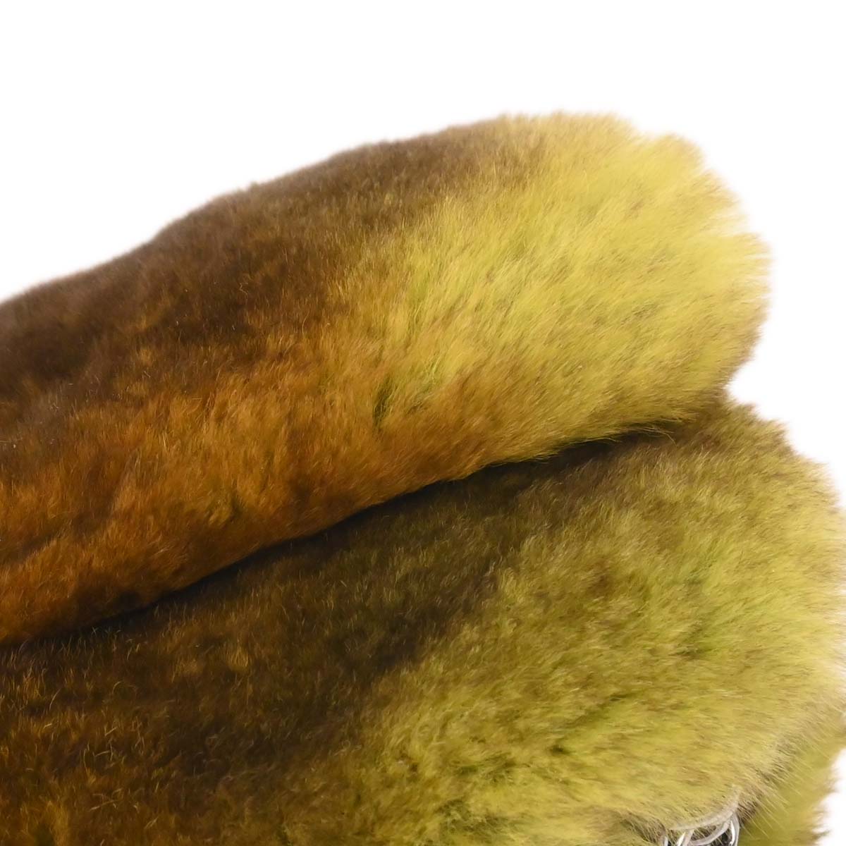 Chanel 2005-2006 Brown Green Lapin Fur Chain Handbag