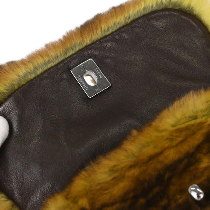 Chanel 2005-2006 Brown Green Lapin Fur Chain Handbag