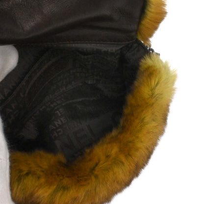 Chanel 2005-2006 Brown Green Lapin Fur Chain Handbag