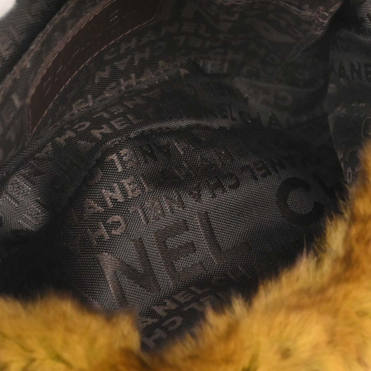 Chanel 2005-2006 Brown Green Lapin Fur Chain Handbag