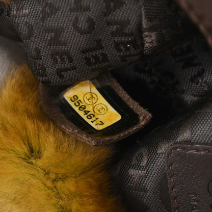 Chanel 2005-2006 Brown Green Lapin Fur Chain Handbag