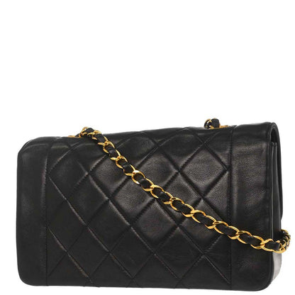Chanel 1991-1994 Black Lambskin Single Flap Shoulder Bag