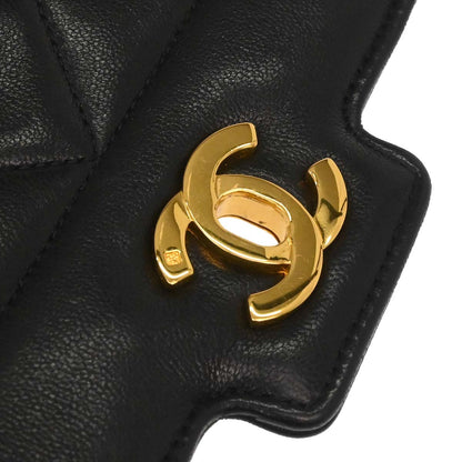 Chanel 1991-1994 Black Lambskin Single Flap Shoulder Bag