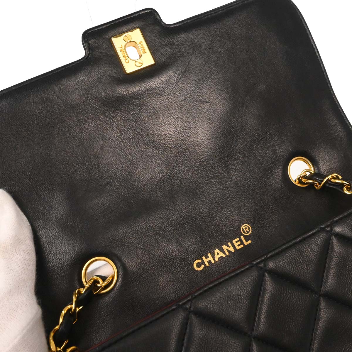 Chanel 1991-1994 Black Lambskin Single Flap Shoulder Bag
